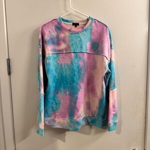 Zalora Pastel Tie-Dye Crewneck Sweatshirt - Pink Blue